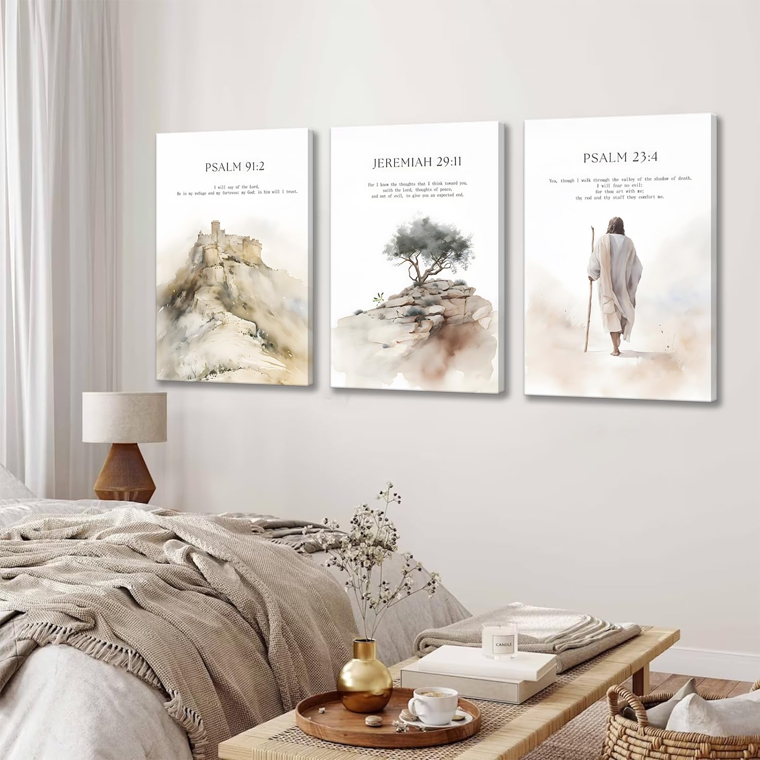 3Pcs Framed Jesus Wall Art Christian Bible Verse Canvas Posters Prints Minimalist Bible Stories Scripture Wall Decor Pictures Re